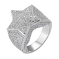 Star Ring Hip Hop Ring Gold Silver Tone Star Ring Simulated Diamond Ring