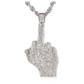 Gold Middle Finger Chain Simulated Diamond Necklace Funny Gag Gift Silver Fuck You Chain Hip Hop Jewelry 24in.