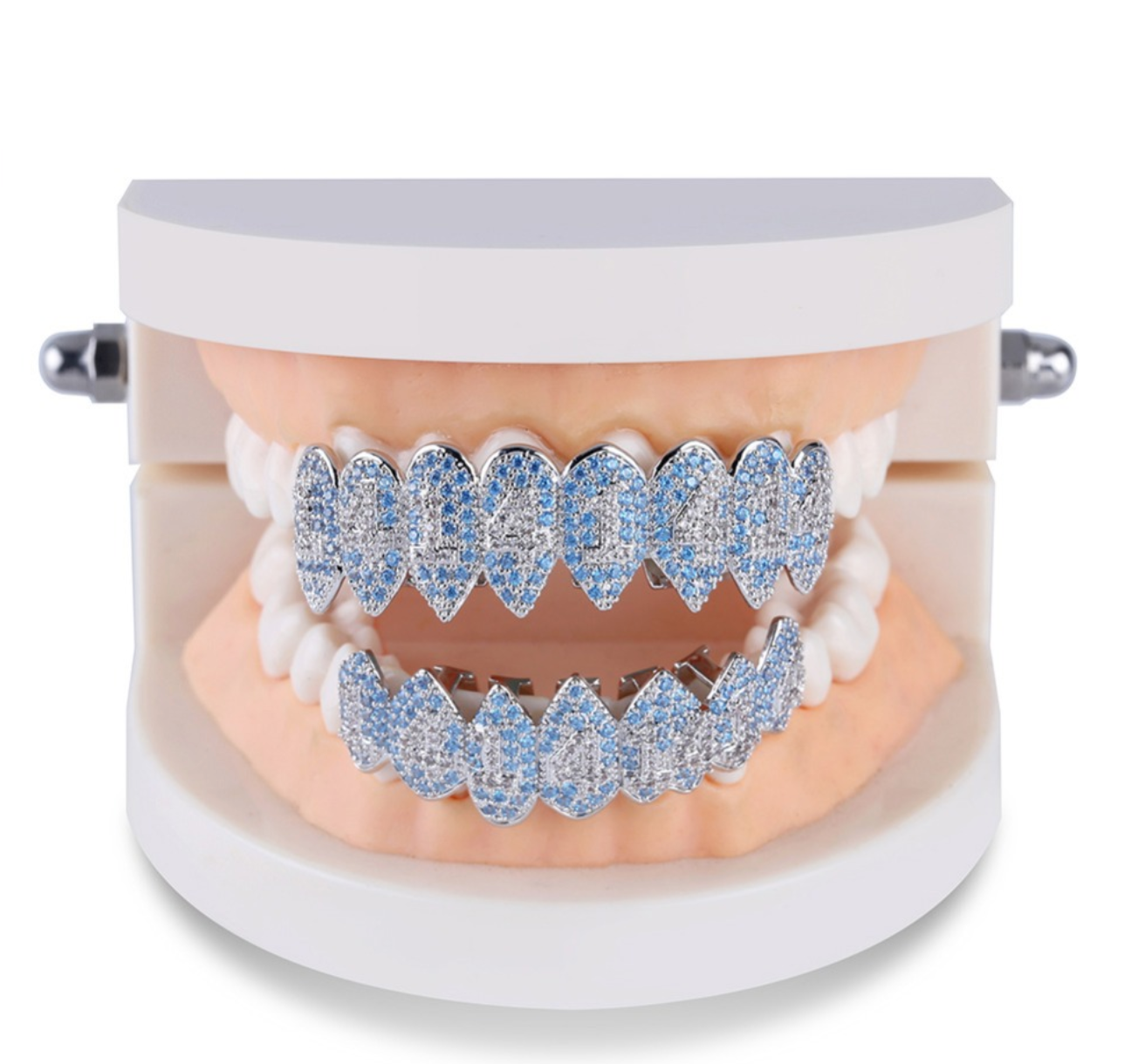 Blue Grillz Diamond Grillz Iced Out Vampire Fangs Grillz Hip Hop Rapper Jewelry Grills