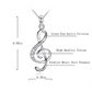 925 Sterling Silver Treble Clef Note Necklace Simulated Diamond Music Note Charm Musician Jewelry Singer Gift 18in.