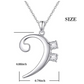 925 Sterling Silver Bass Clef Note Necklace Music Note Charm Musician Jewelry Singer Gift 18in.