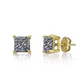 4ct 925 Sterling Silver Stud Earring Square Diamond Earring Men Earrings Princess Cut Rose Gold