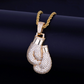 Boxing Gloves Chain Simulated Diamond Boxing Necklace Fighter Jewelry Silver MMA Gold Color Metal Alloy Gloves Chain 24in.