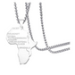 Africa Map Necklace African Map Pendant Chain Egyptian Jewelry Silver Chain Gold Stainless Steel 24in.