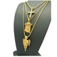 Jesus Face Chain Holy Angel Cross Necklace Set Simulated Diamond Gold Color Metal Alloy Christian Chain Hip Hop Jewelry Jesus Piece Set