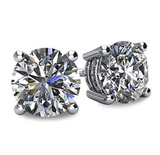 Diamond Round Circle Solitaire Earrings