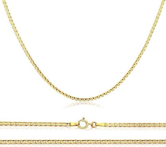 14K Solid Gold Mariner Link Necklace Men Cuban Chain 18 - 24in.