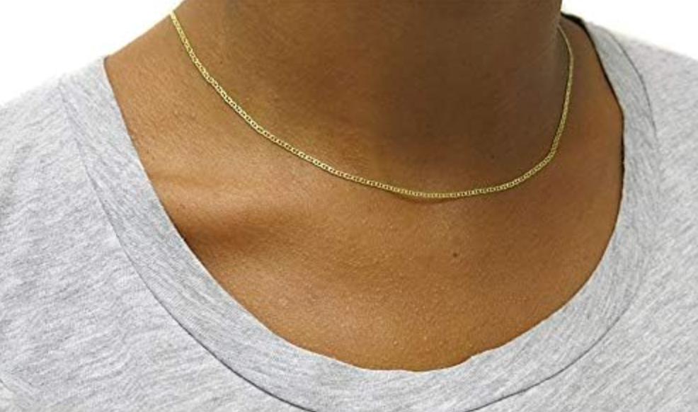 14K Solid Gold Mariner Link Necklace Men Cuban Chain 18 - 24in.