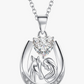 Cute Horseshoe Love Pendant Diamond Heart Necklace Horse Farmer Jewelry Woman Girl 925 Sterling Silver Chain 20in.