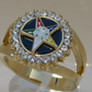 Gold Diamond Ring OES Masonic Gift Order of The Eastern Star Sisterhood Mason Jewelry