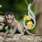 Monkey Family Necklace Diamond Pendant Baby Monkey Jewelry Chain Birthday Gift 925 Sterling Silver 20in.