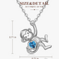 Blue Heart Monkey Love Necklace Diamond Pendant Monkey Hanging Jewelry Chain Birthday Gift 925 Sterling Silver 20in.