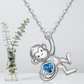 Blue Heart Monkey Love Necklace Diamond Pendant Monkey Hanging Jewelry Chain Birthday Gift 925 Sterling Silver 20in.