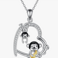 Monkey Heart Love Necklace Diamond Pendant Monkey Baby Hanging Banana Jewelry Chain Birthday Gift 925 Sterling Silver 20in.