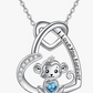 Monkey Love Blue Heart Necklace Diamond Pendant Monkey Jewelry Chain Birthday Gift 925 Sterling Silver 20in.