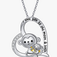 I love You Monkey Banana Necklace Heart Love Diamond Pendant Baby Monkey Family Jewelry Chain Birthday Gift 925 Sterling Silver 20in.