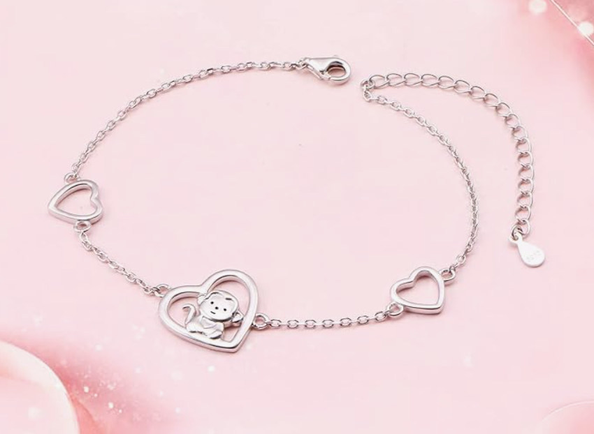 Cute Monkey Bracelet Chain Girls Monkey Jewelry Birthday Gift 925 Sterling Silver