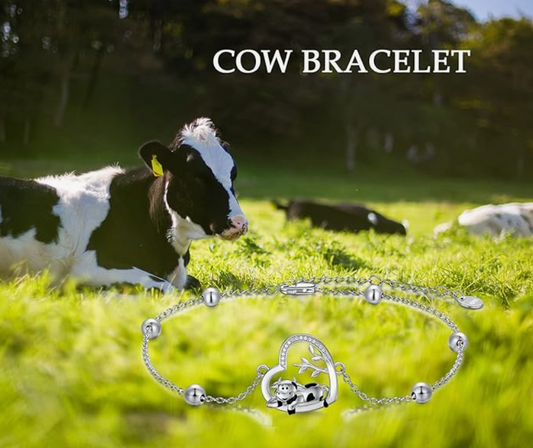 Cow Diamond Bracelet Chain Girls Cow Farmer Jewelry Birthday Gift 925 Sterling Silver