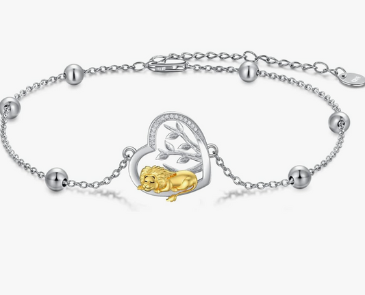 Cute Lion Diamond Bracelet Chain Girls Lion Jewelry Birthday Gift 925 Sterling Silver