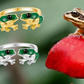 Adjustable Green Frogs Ring Gold Frog Jewelry Womens Girls Teen Birthday Gift 925 Sterling Silver