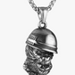 Ape Head Helmet Necklace Pendant Gorilla Face Chain Monkey Construction Engineer Worker Jewelry Stainless Steel 24in.