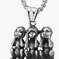 Baby Ape Necklace Pendant Gorilla Chain Monkey Family Jewelry Stainless Steel 24in.