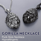 Black Ape Face Pendant Gorilla Head Chain Monkey Jewelry Silver Stainless Steel 24in.
