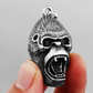 King Ape Head Pendant Gorilla Face Chain Monkey Jewelry Silver Stainless Steel 24in.