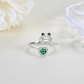 Adjustable Green Emerald Peridot Diamond Heart Frog Ring Frog Love Jewelry Womens Girls Teen Birthday Gift 925 Sterling Silver