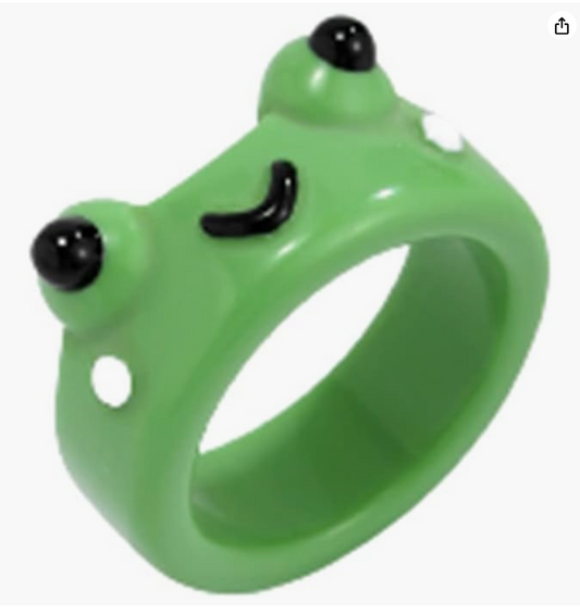 Cute Resin Acrylic Frog Ring Stackable Adjustable Green Red White Blue Frog Ring Frog Jewelry Womens Girls Teen Kids Birthday Gift