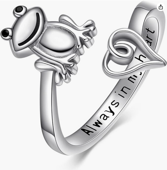 Adjustable Love Frog Ring Frog Love Jewelry Womens Girls Teen Birthday Gift 925 Sterling Silver