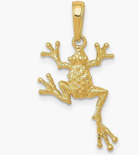 14K Gold Frog Pendant Toad Jewelry Mens Womens Girls Teen Birthday Gift 14K Solid Gold