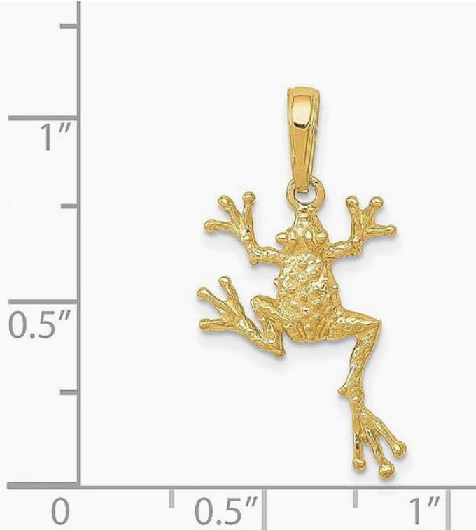 14K Gold Frog Pendant Toad Jewelry Mens Womens Girls Teen Birthday Gift 14K Solid Gold