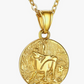 Rat Lucky Chinese Zodiac Gold Coin Animal Chain Dog Pig Monkey Tiger Sheep Cow Rabbit Dragon Snake Horse Sheep Chicken Jewelry Amulet Charm Dog Tag Stainless Steel 24in.