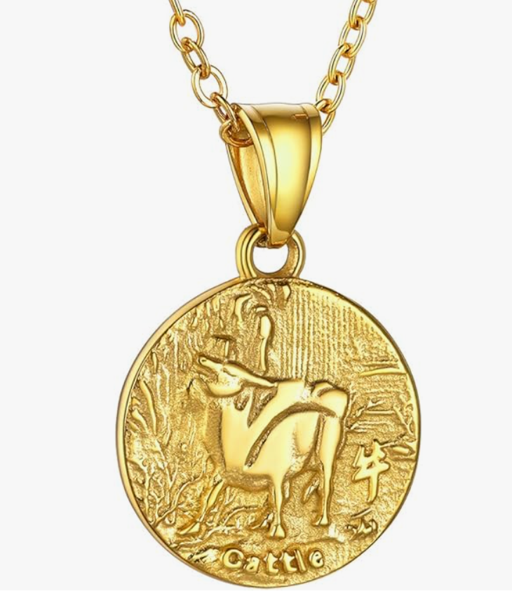 Rat Lucky Chinese Zodiac Gold Coin Animal Chain Dog Pig Monkey Tiger Sheep Cow Rabbit Dragon Snake Horse Sheep Chicken Jewelry Amulet Charm Dog Tag Stainless Steel 24in.