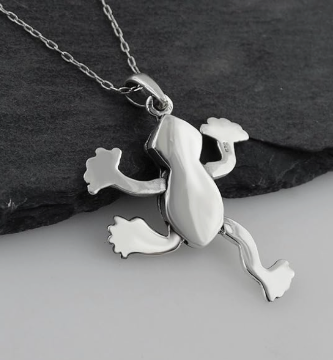 Flower Frog Necklace Pendant Toad Jewelry Womens Girls Teen Birthday Gift 925 Sterling Silver 20in.