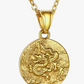 Rat Lucky Chinese Zodiac Gold Coin Animal Chain Dog Pig Monkey Tiger Sheep Cow Rabbit Dragon Snake Horse Sheep Chicken Jewelry Amulet Charm Dog Tag Stainless Steel 24in.