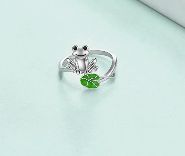 Adjustable Cute Frog Ring Ladybug Leaf Jewelry Opal Jellyfish Diamond Womens Girls Teen Birthday Gift 925 Sterling Silver