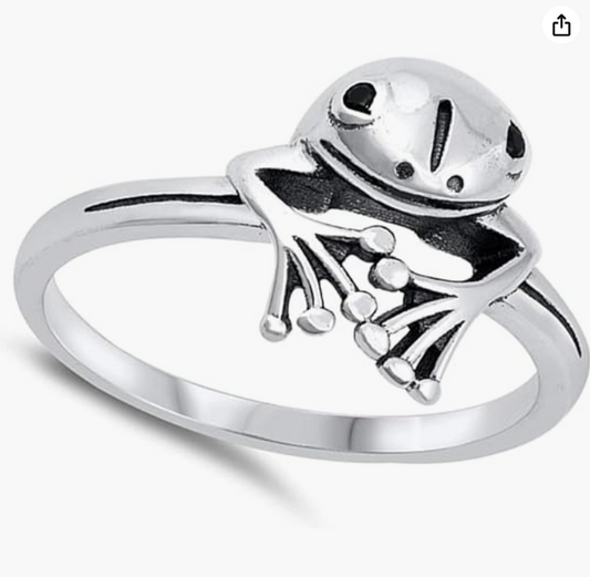 925 Sterling Silver Frogs Ring Frog Jewelry Womens Girls Teen Birthday Gift