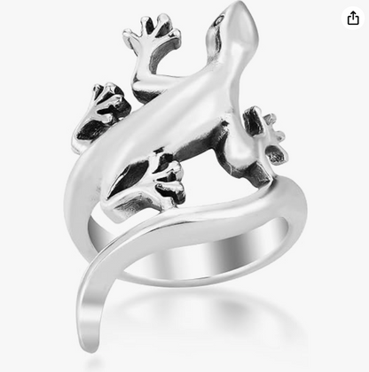 Mens Women Lizard Ring Baby Gecko Jewelry Lizard Wedding Band Ring Birthday Gift 925 Sterling Silver