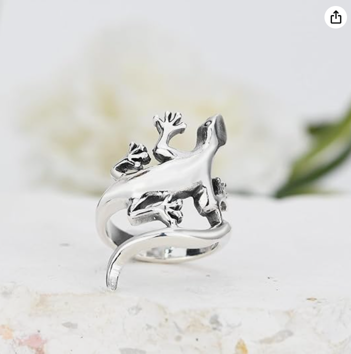 Mens Women Lizard Ring Baby Gecko Jewelry Lizard Wedding Band Ring Birthday Gift 925 Sterling Silver