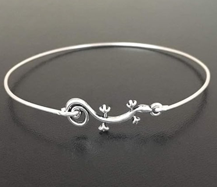 Dainty Slip On Bangle Lizard Bracelet Baby Gecko Jewelry Lizard Girl Teens Women Birthday Gift