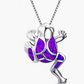 Purple Opal Frog Necklace Pendant Toad Jewelry Womens Girls Teen Birthday Gift Stainless Steel 20in.