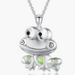 Cute Green Frog Necklace Pendant Toad Jewelry Womens Girls Teen Birthday Gift Silver 925 Sterling Silver 20in.