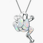 Green Opal Frog Necklace Pendant Pink Toad Jewelry Womens Girls Teen Birthday Gift Silver Stainless Steel 20in.