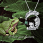 Green Diamond Frog Necklace Pendant Pink Lotus Flower Toad Jewelry Chain Womens Girls Teen Birthday Gift 925 Sterling Silver 20in.