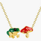 Green Frog Mushroom Necklace Pendant Toad Jewelry Chain Womens Girls Teen Birthday Gift Gold 925 Sterling Silver 20in.