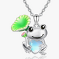 Cute Frog Blue Heart Necklace Pendant Love Toad Jewelry Chain Womens Girls Teen Birthday Gift Gold 925 Sterling Silver 20in.