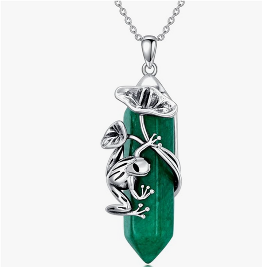 925 Sterling Silver Frog Green Emerald Peridot Birthstone Quartz Necklace Pendant Heart Love Diamond Frog Jewelry Womens Girls Teen Gemstone Birthday Gift