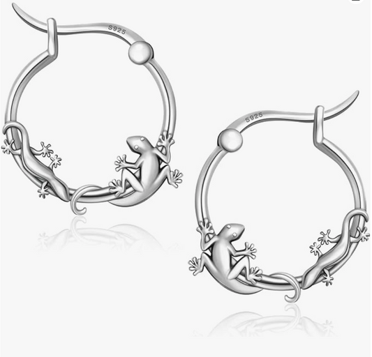 Gecko Lizard Hoop Earrings Octopus Skull Jewelry Bat Spider Girl Teens Women Birthday Gift 925 Sterling Silver Earrings